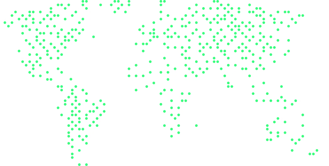 Mapa mundial de puntos con los países donde entrenadores usan Bcoach